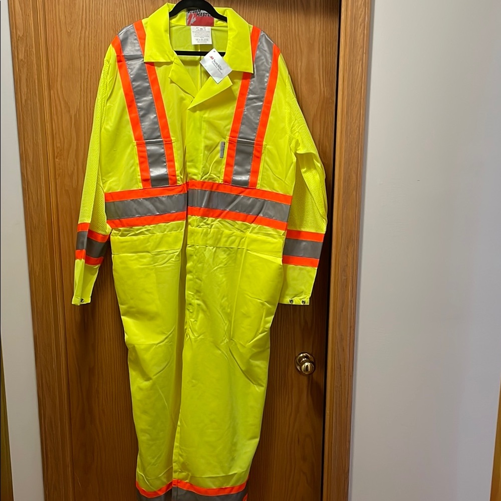 Safety Workwear Yellow Coverall with Reflective Stripes